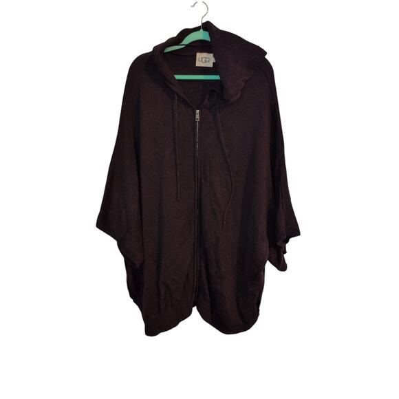 UGG Burgundy Full Zip Hoodie Poncho Size XL - Picture 1 of 3